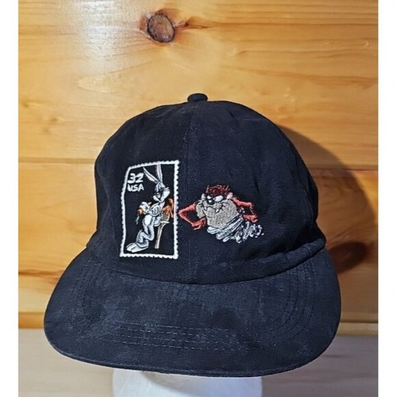 VINTAGE Looney Tunes Hat Cap Made in USA Stamp Collection Bugs Bunny & Taz 90s - Picture 13 of 13